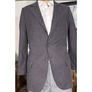 Brunello Cucinelli Wool Cashmere Flannel Houndstooth Purple Blazer 46 EU 36R US